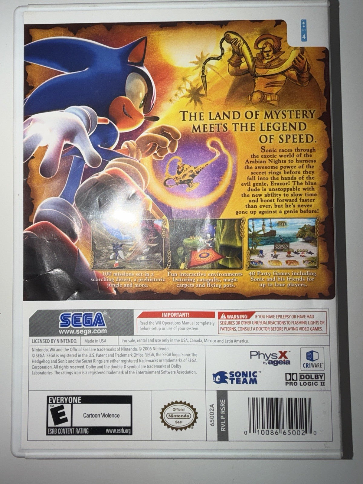 Sonic and the Secret Rings (Nintendo Wii) Wii