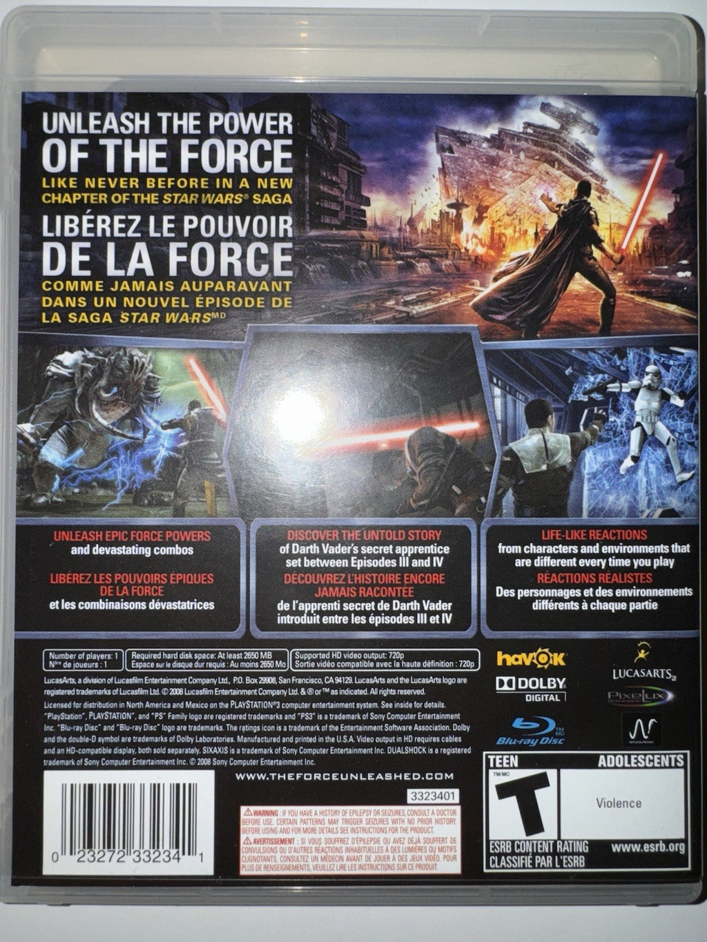 Star Wars: The Force Unleashed (PlayStation 3 PS3, 2008) CIB Complete