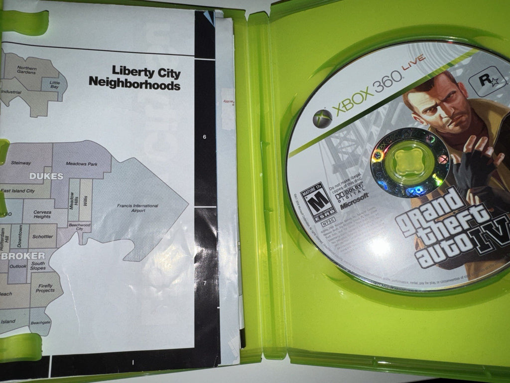 Grand Theft Auto IV (Microsoft Xbox 360, 2008) CIB COMPLETE W/MAP GTA 4 XB360
