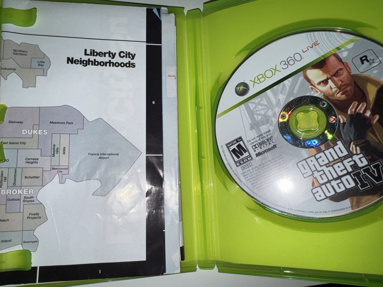 Grand Theft Auto IV (Microsoft Xbox 360, 2008) CIB COMPLETE W/MAP GTA 4 XB360