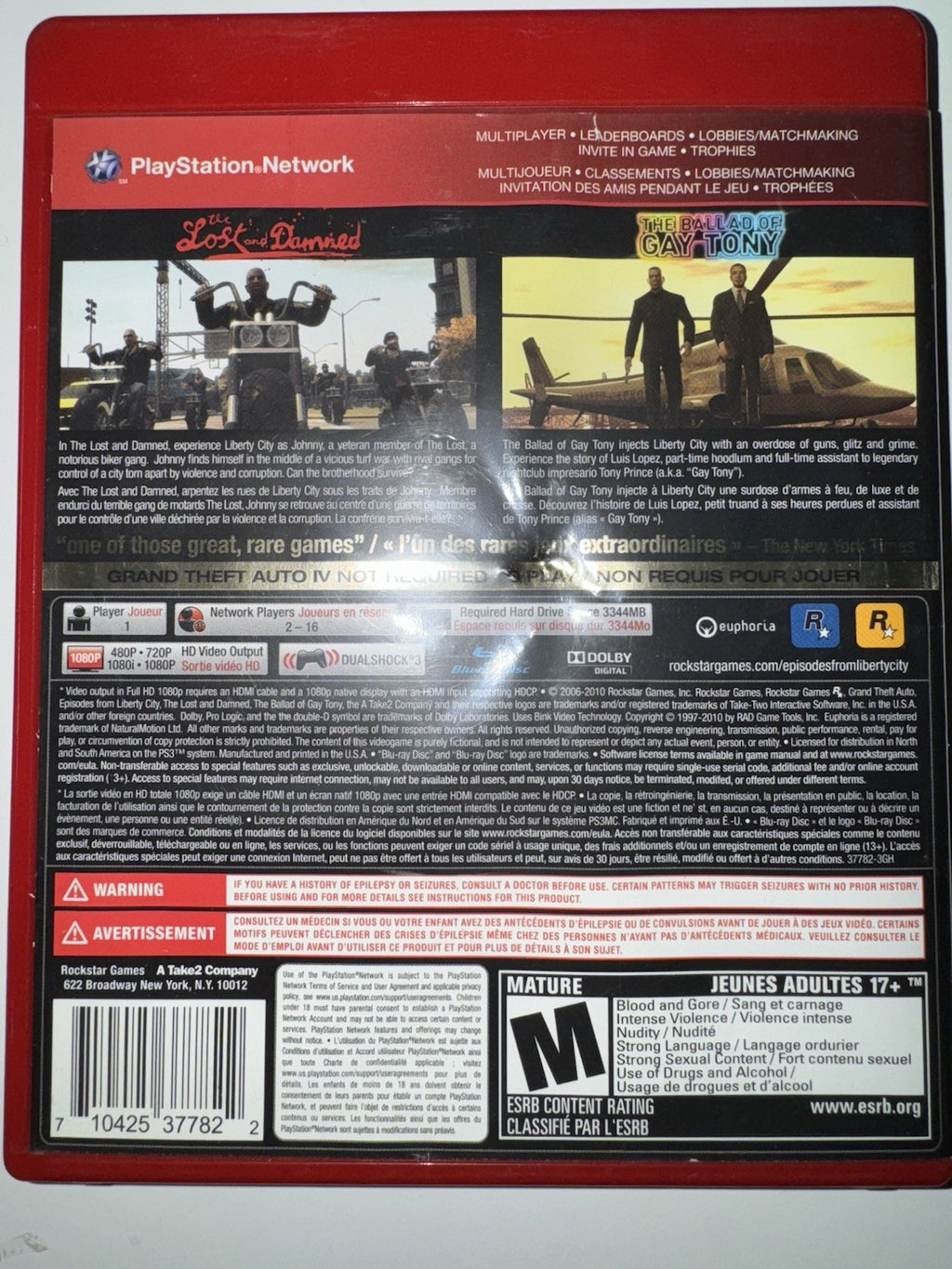 Grand Theft Auto: Episodes from Liberty City (Sony Playstation 3 PS3, 2010)