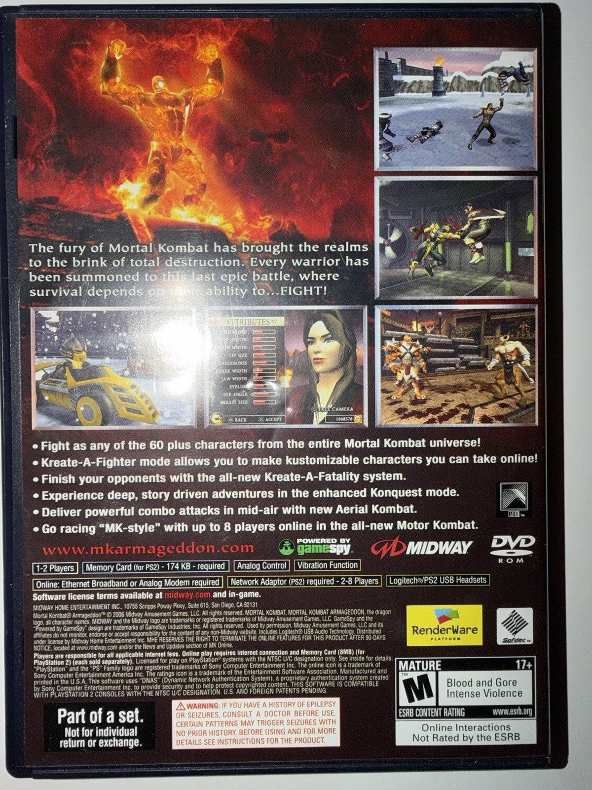 Mortal Kombat: Armageddon (Sony PlayStation 2, 2006) CIB COMPLETE PS2