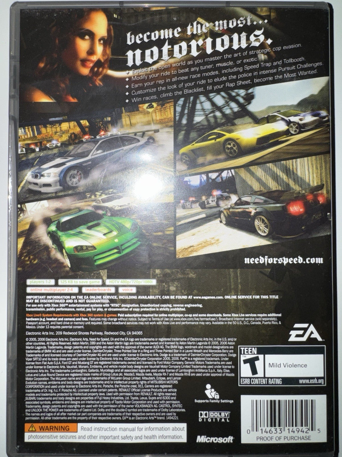 Need for Speed: Most Wanted (Microsoft Xbox 360) CIB COMPLETE + MANUAL XB360