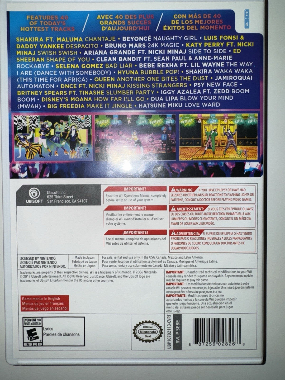 Just Dance 2018 (Nintendo Wii, 2017) CIB Complete WII