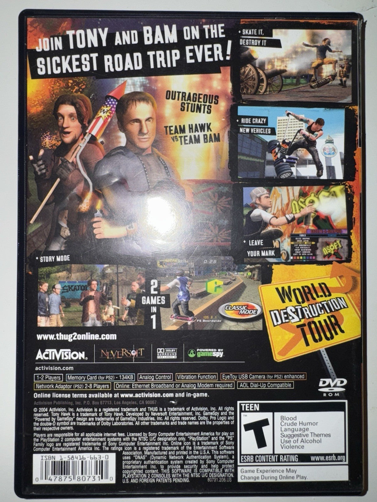 Tony Hawk's Underground 2 (Sony PlayStation 2, 2004) CIB COMPLETE + MANUAL PS2