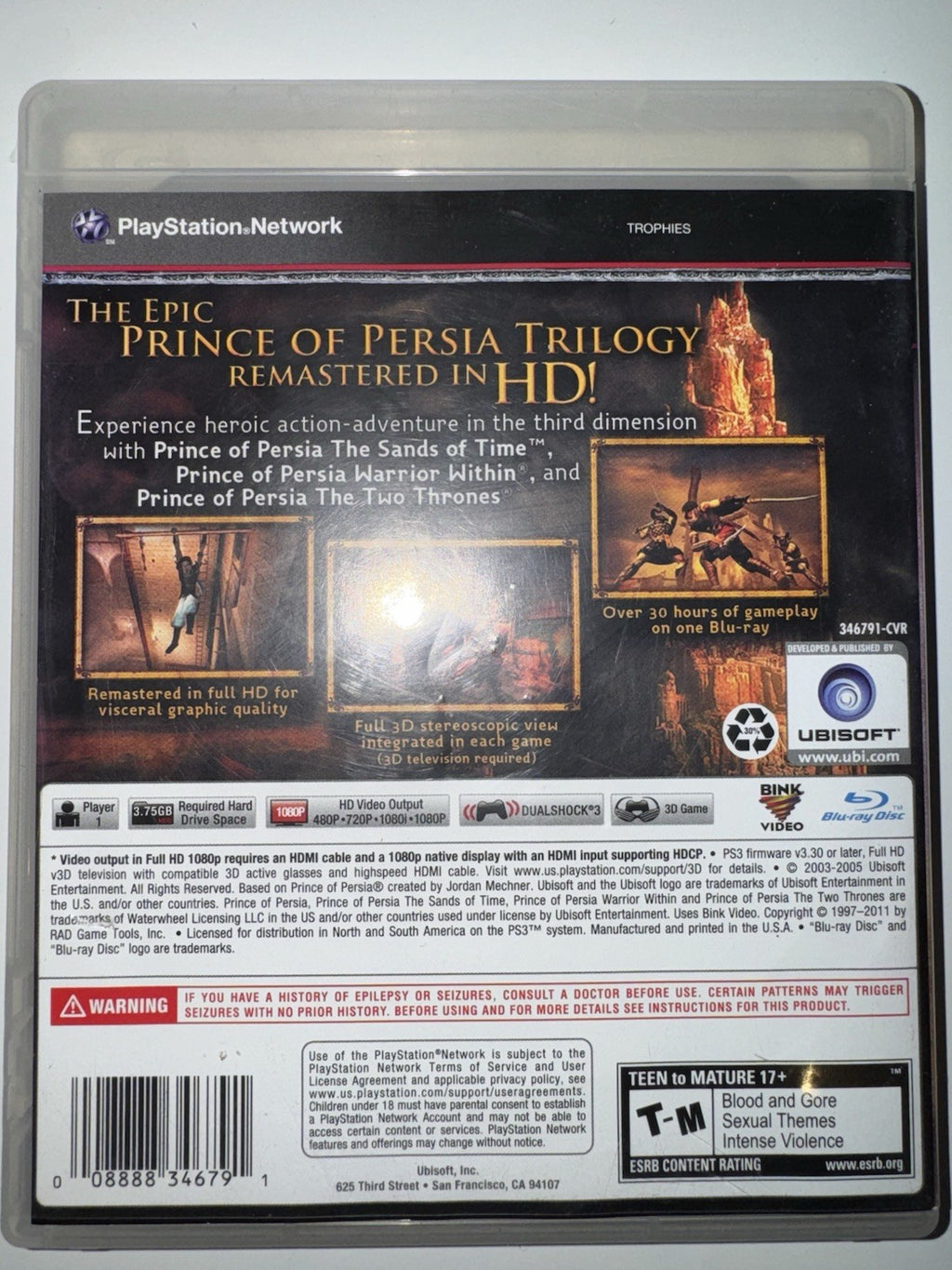 Prince of Persia Classic Trilogy HD (Sony PlayStation 3, 2011) CIB COMPLETE PS3