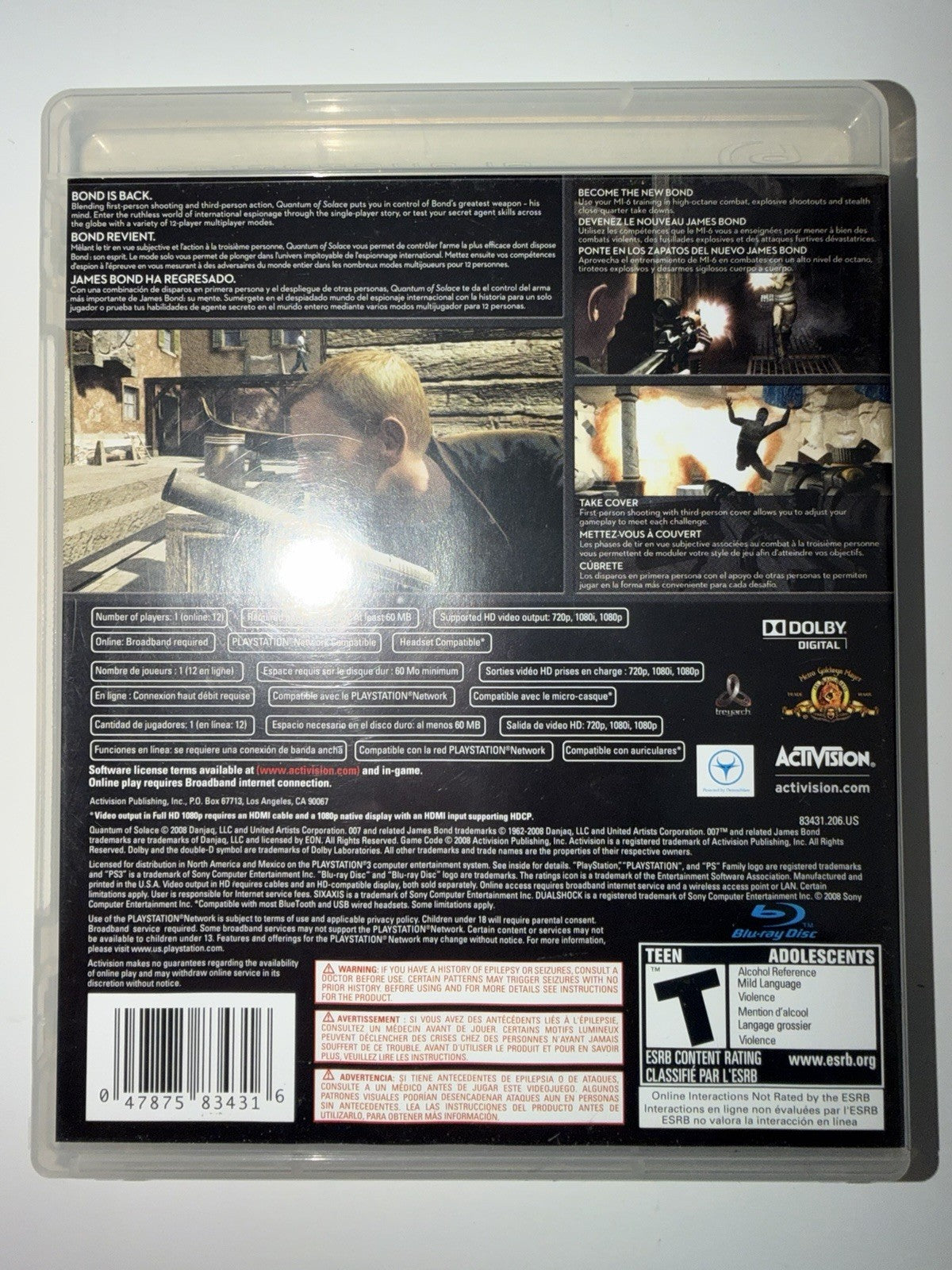 James Bond 007: Quantum Of Solace (Sony Playstation 3, 2008) CIB COMPLETE PS3