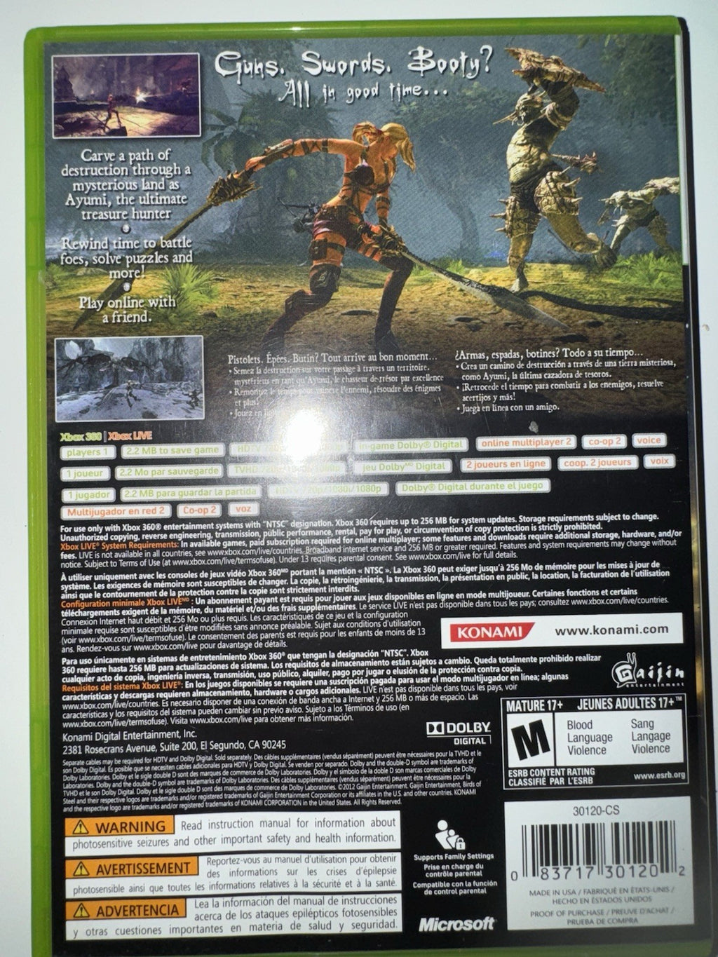 Blades of Time (Microsoft Xbox 360, 2012) CIB COMPLETE + MANUAL XB360