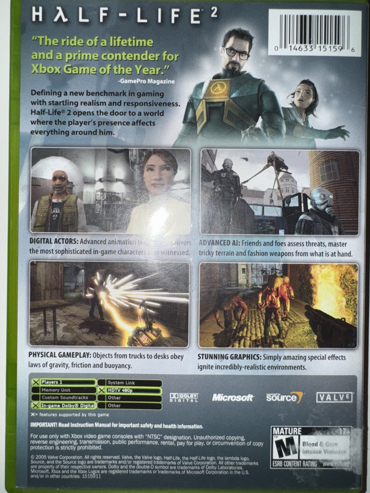 Half-Life 2 (Microsoft Xbox, 2005) CIB COMPLETE + MANUAL OG XBOX XB