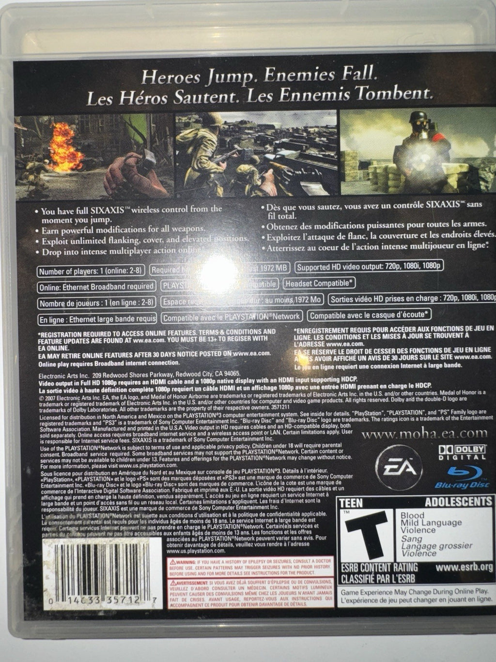 Medal of Honor: Airborne (Sony PlayStation 3, 2007) CIB COMPLETE + MANUAL PS3