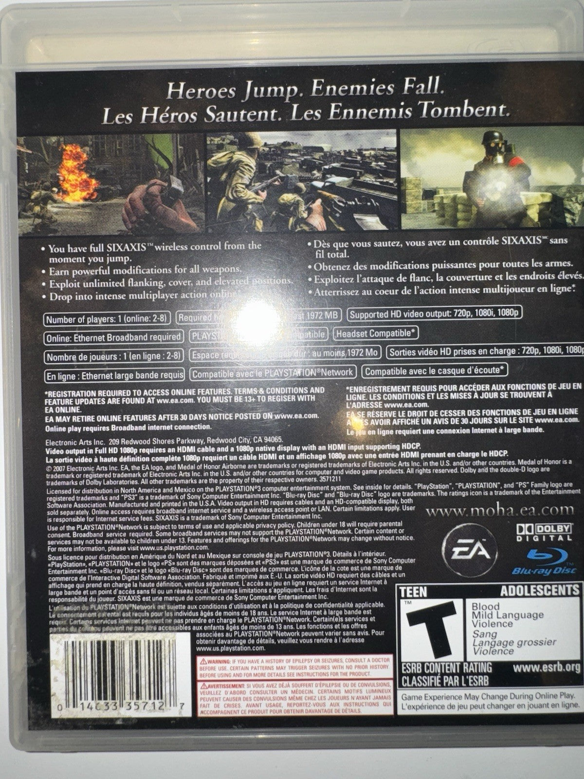 Medal of Honor: Airborne (Sony PlayStation 3, 2007) CIB COMPLETE + MANUAL PS3