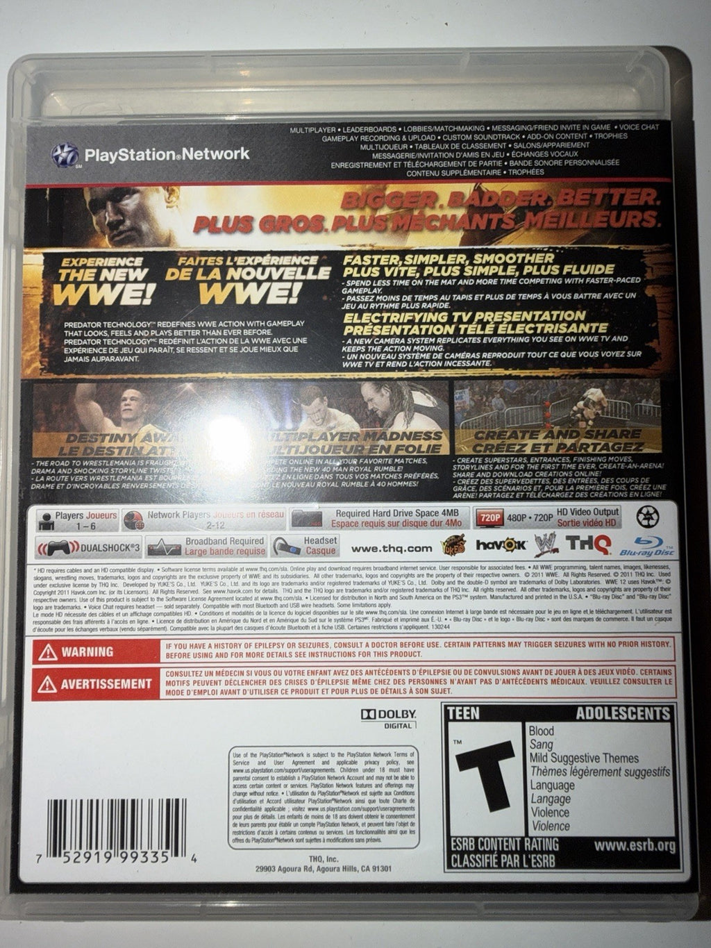 WWE 12 (Sony PlayStation 3, 2011) CIB COMPLETE PS3