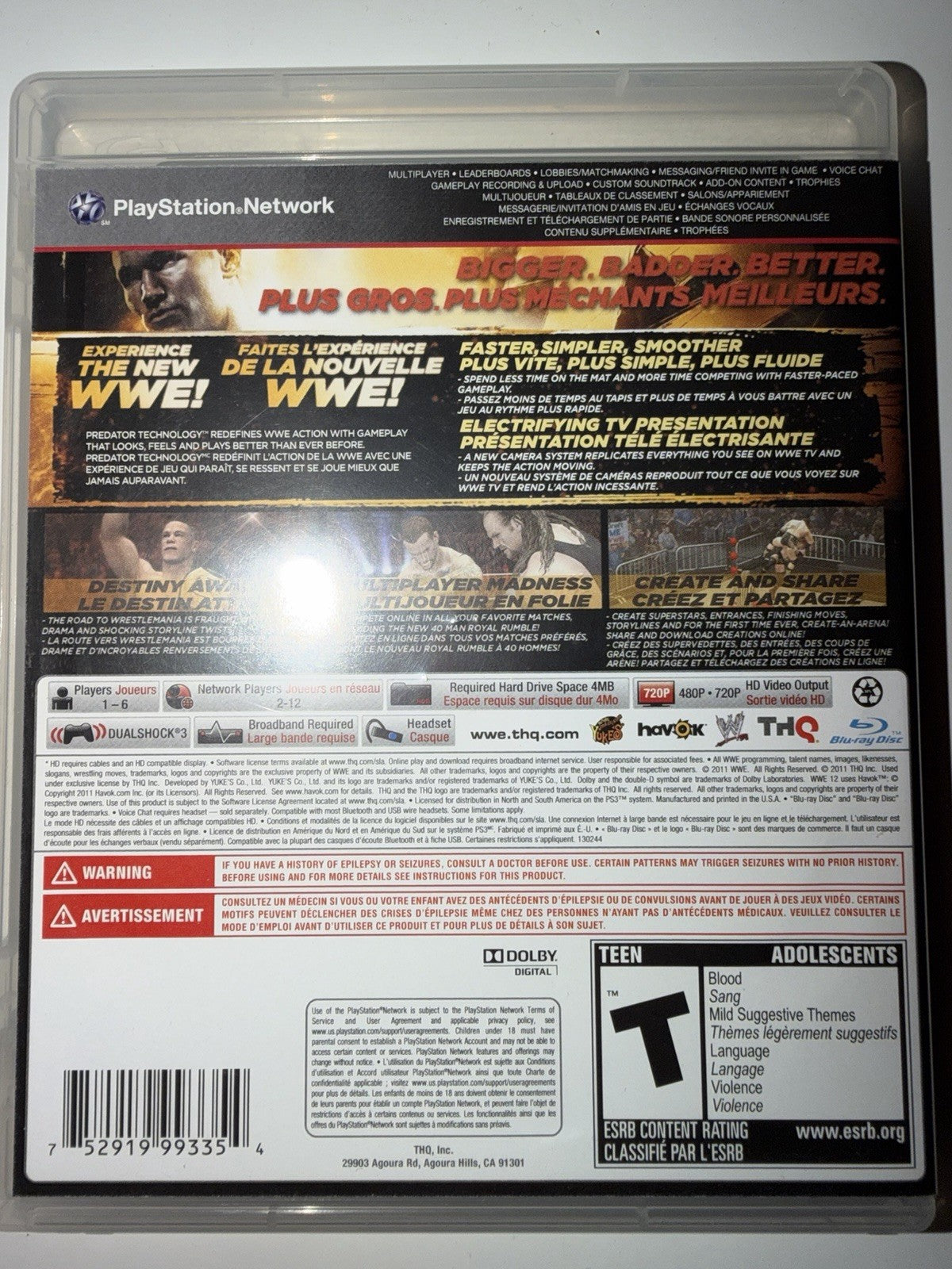 WWE 12 (Sony PlayStation 3, 2011) CIB COMPLETE PS3