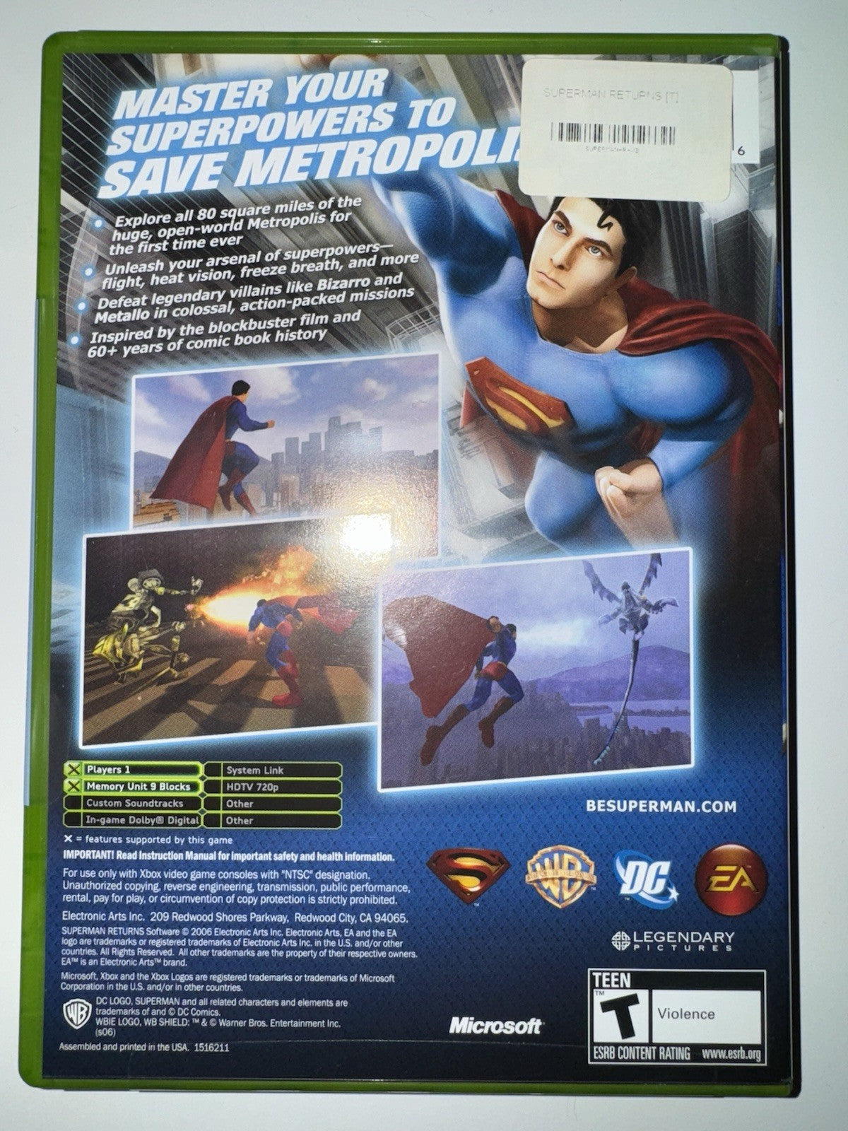 Superman Returns: The Video Game (Microsoft Xbox, 2006) CIB COMPLETE + MANUAL