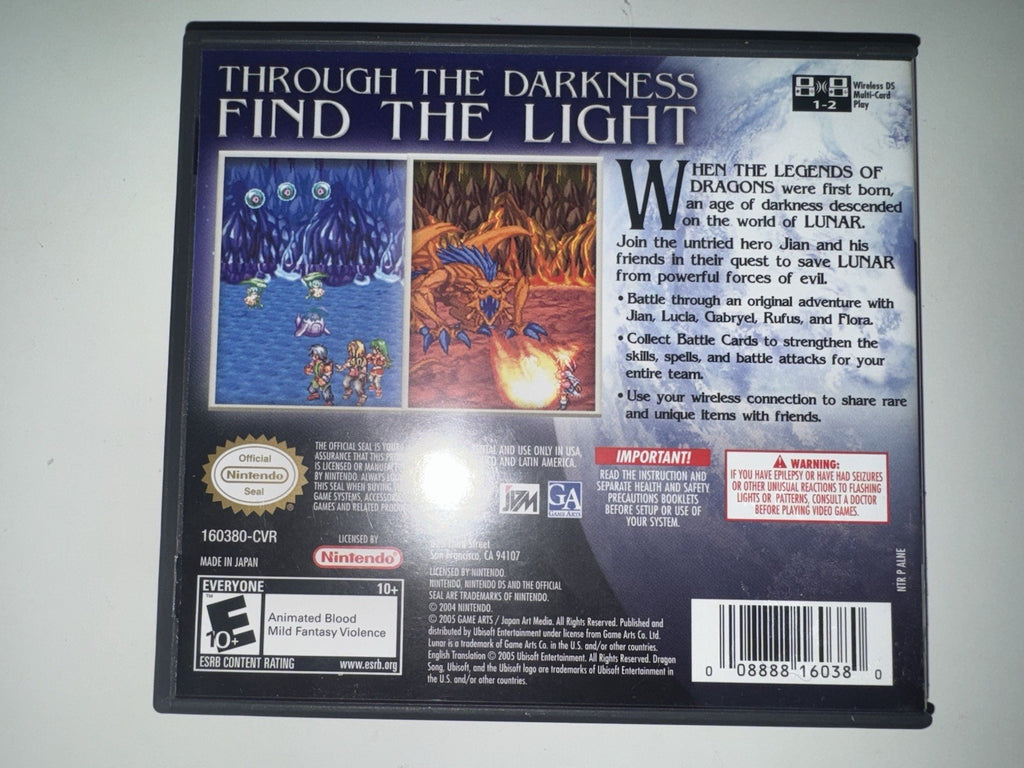 Lunar: Dragon Song (Nintendo DS, 2005) CIB COMPLETE + MANUAL DS