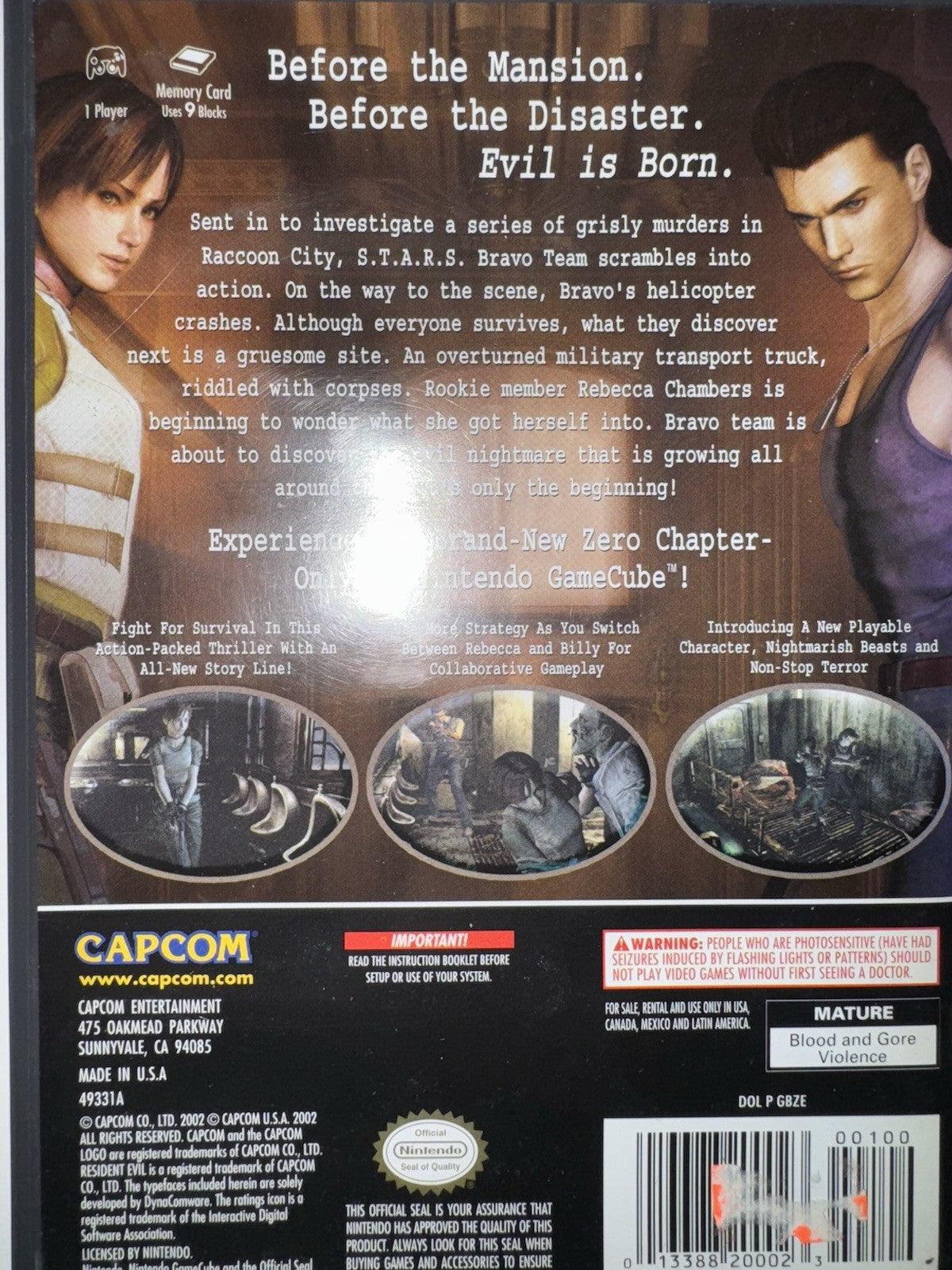 Resident Evil Zero (GameCube, 2002) CIB COMPLETE GC