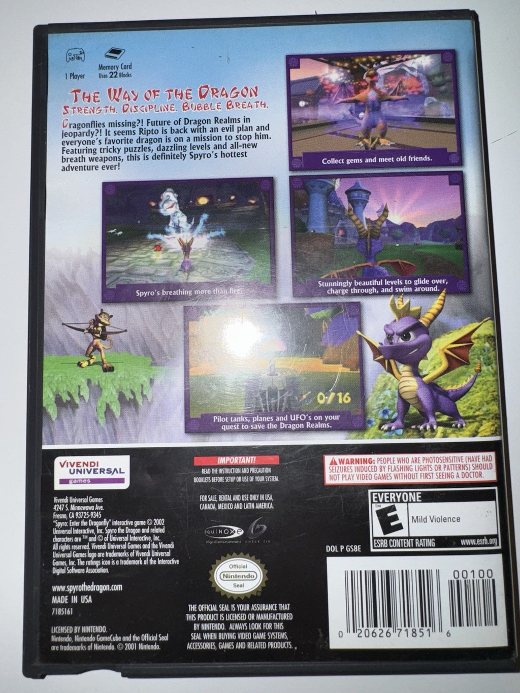 Spyro: Enter the Dragonfly (Nintendo GameCube, 2002) CIB COMPLETE + MANUAL
