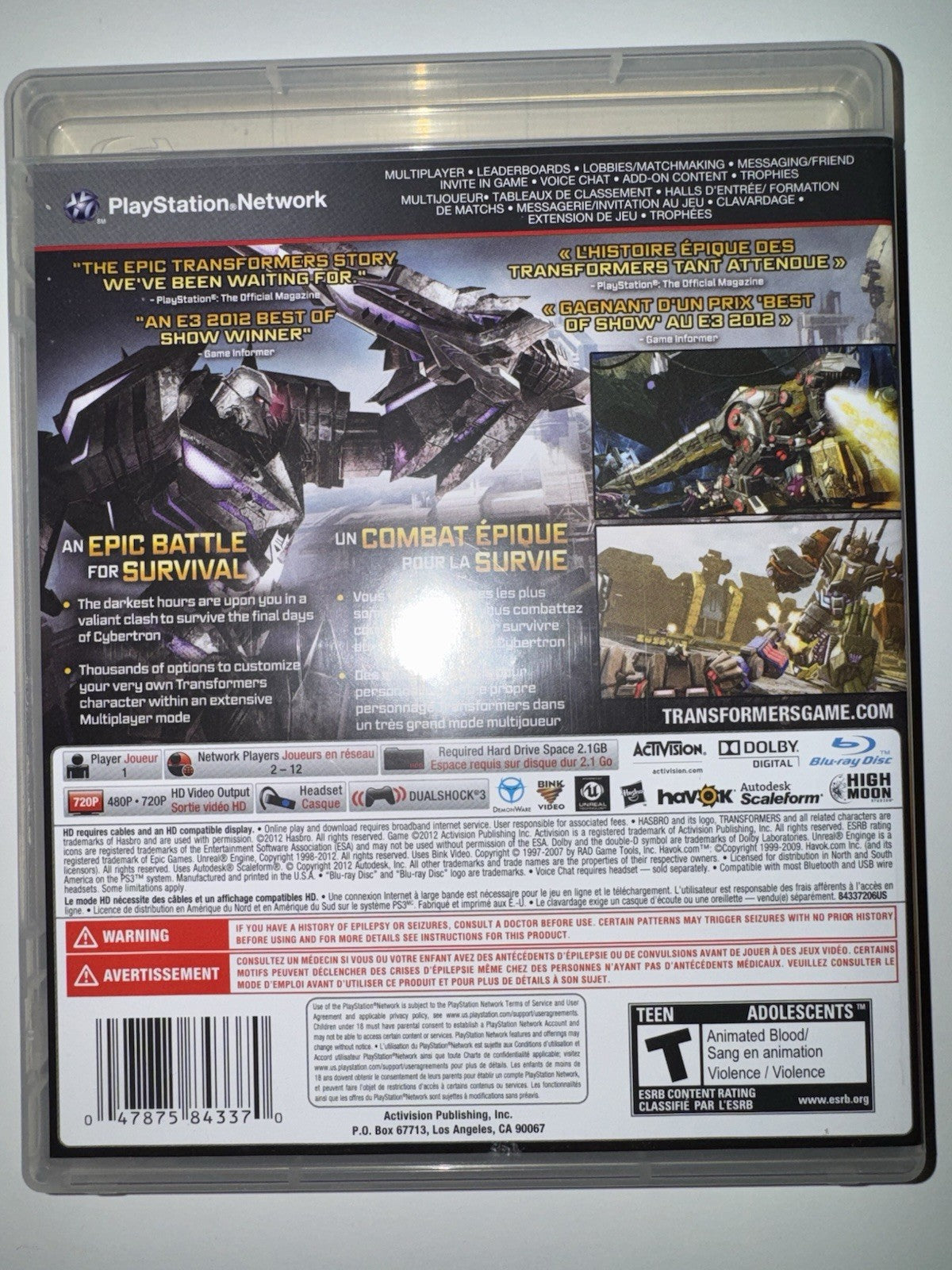 Transformers: Fall of Cybertron (Sony PlayStation 3, 2012) CIB COMPLETE PS3