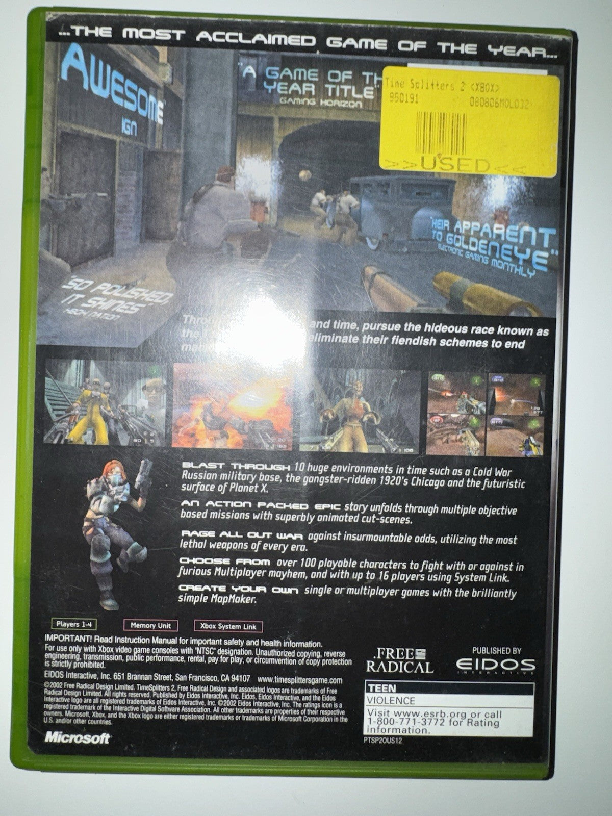 TimeSplitters 2 (Microsoft Xbox, 2002) CIB COMPLETE +MANUAL OG XBOX
