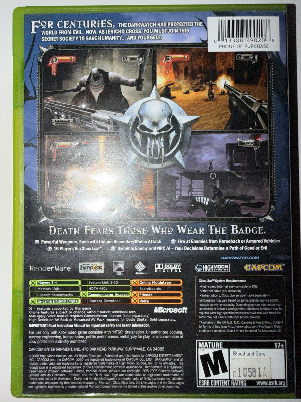 Darkwatch (Microsoft Xbox, 2005) CIB COMPLETE OG XBOX