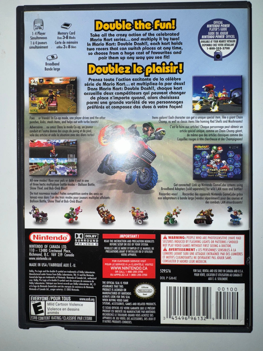 Mario Kart: Double Dash!! (Nintendo GameCube, 2003) CIB COMPLETE GC