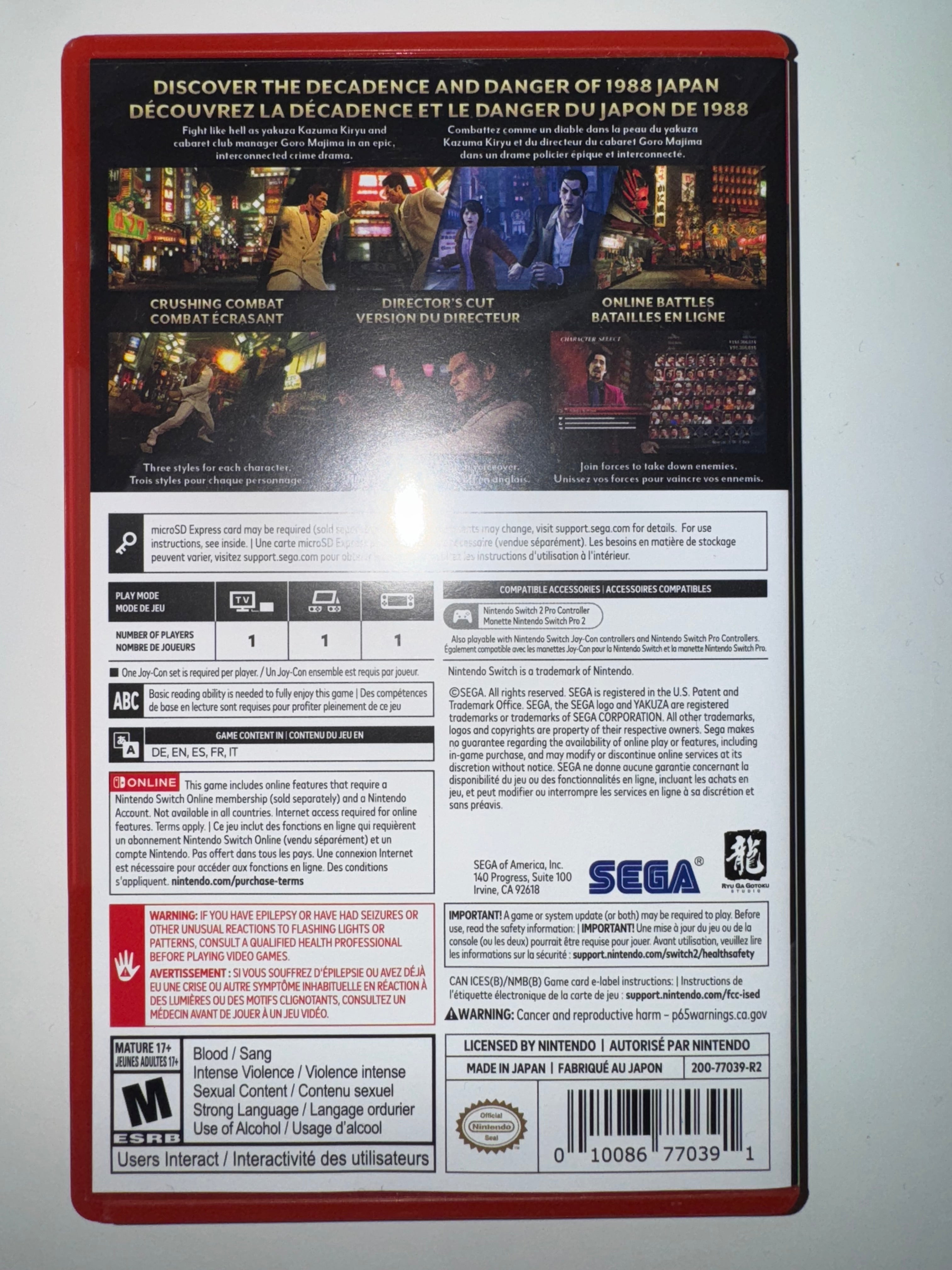 Yakuza 0 Director’s Cut NINTENDO SWITCH 2 NSW2