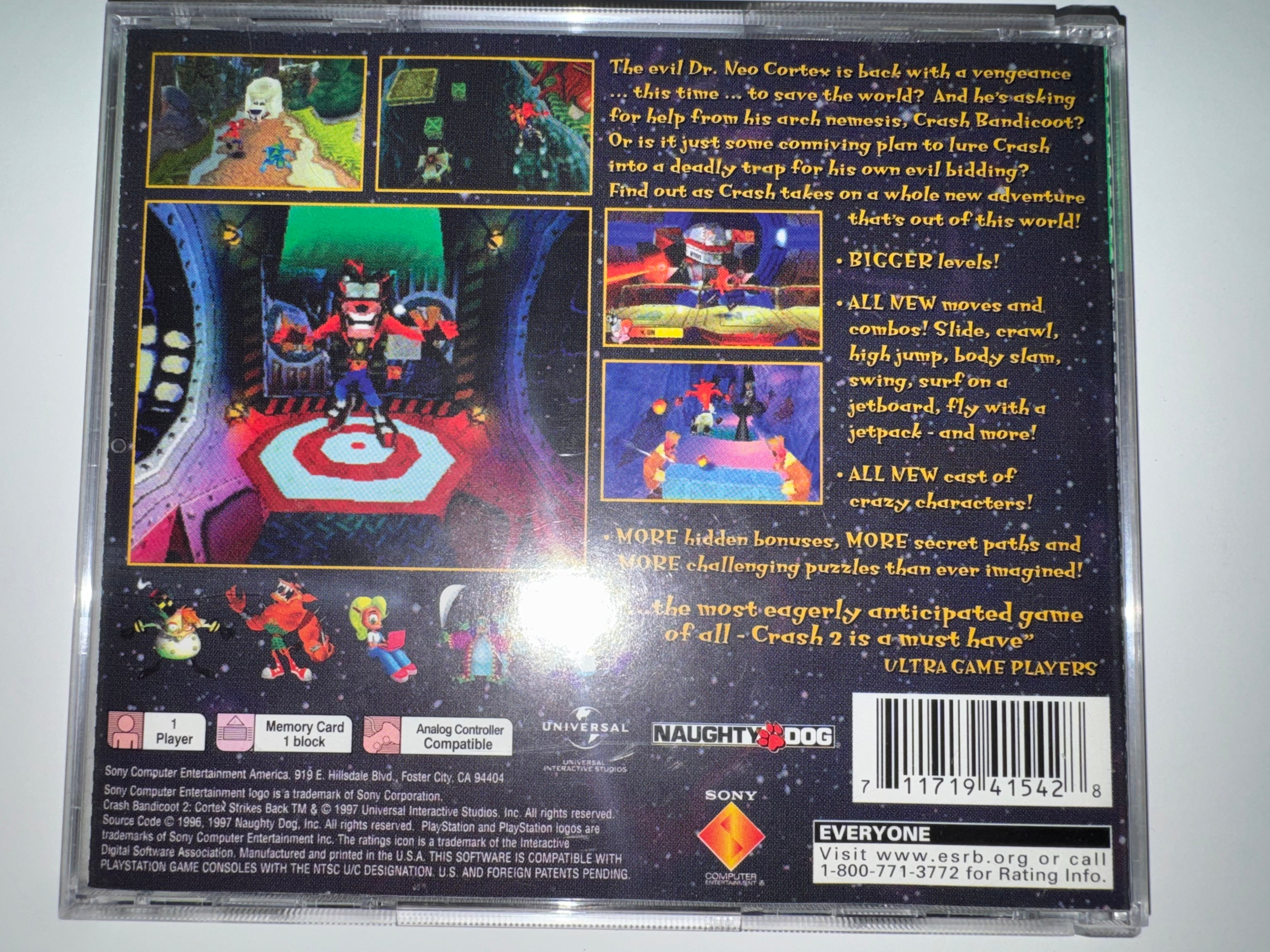 Crash Bandicoot 2 Cortex Strikes Back (Sony PlayStation 1, 1997) CIB COMPLETE PS1