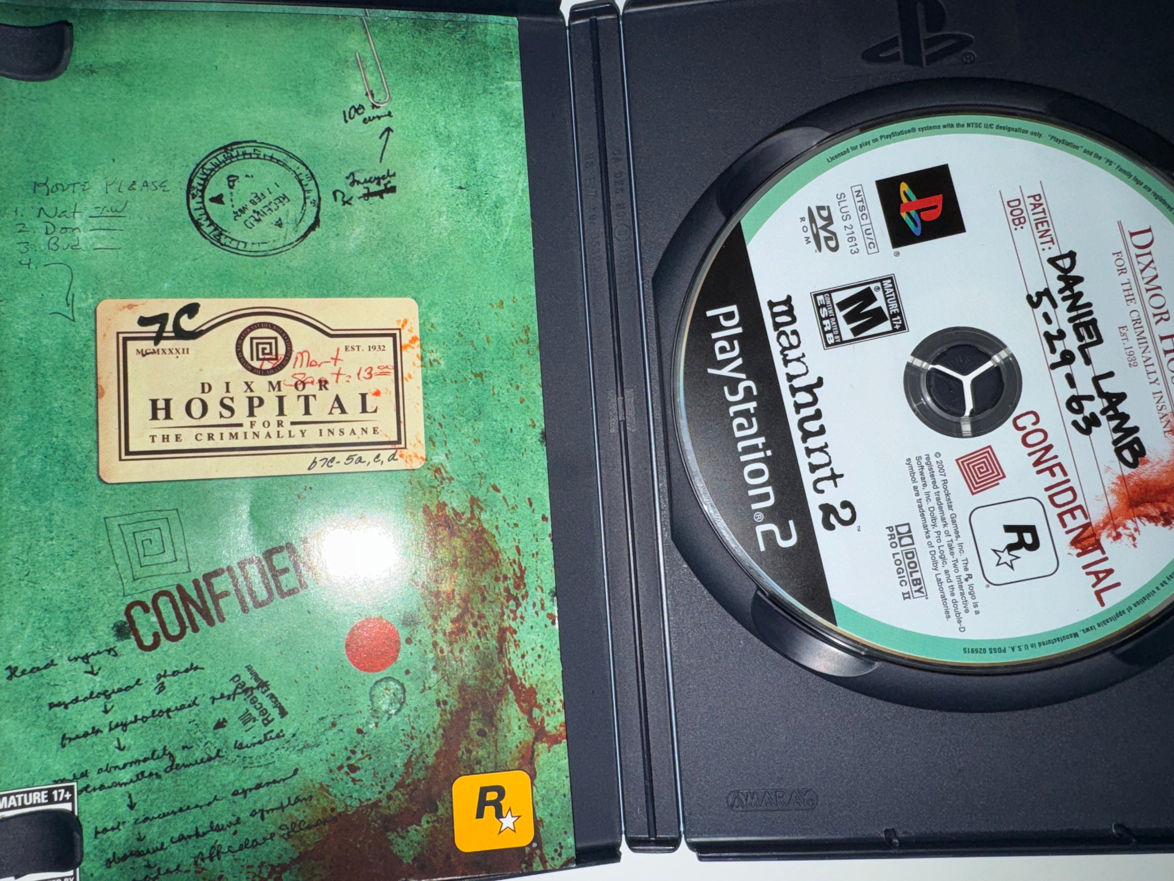 Manhunt 2 Sony Playstation 2 PS2 CIB COMPLETE