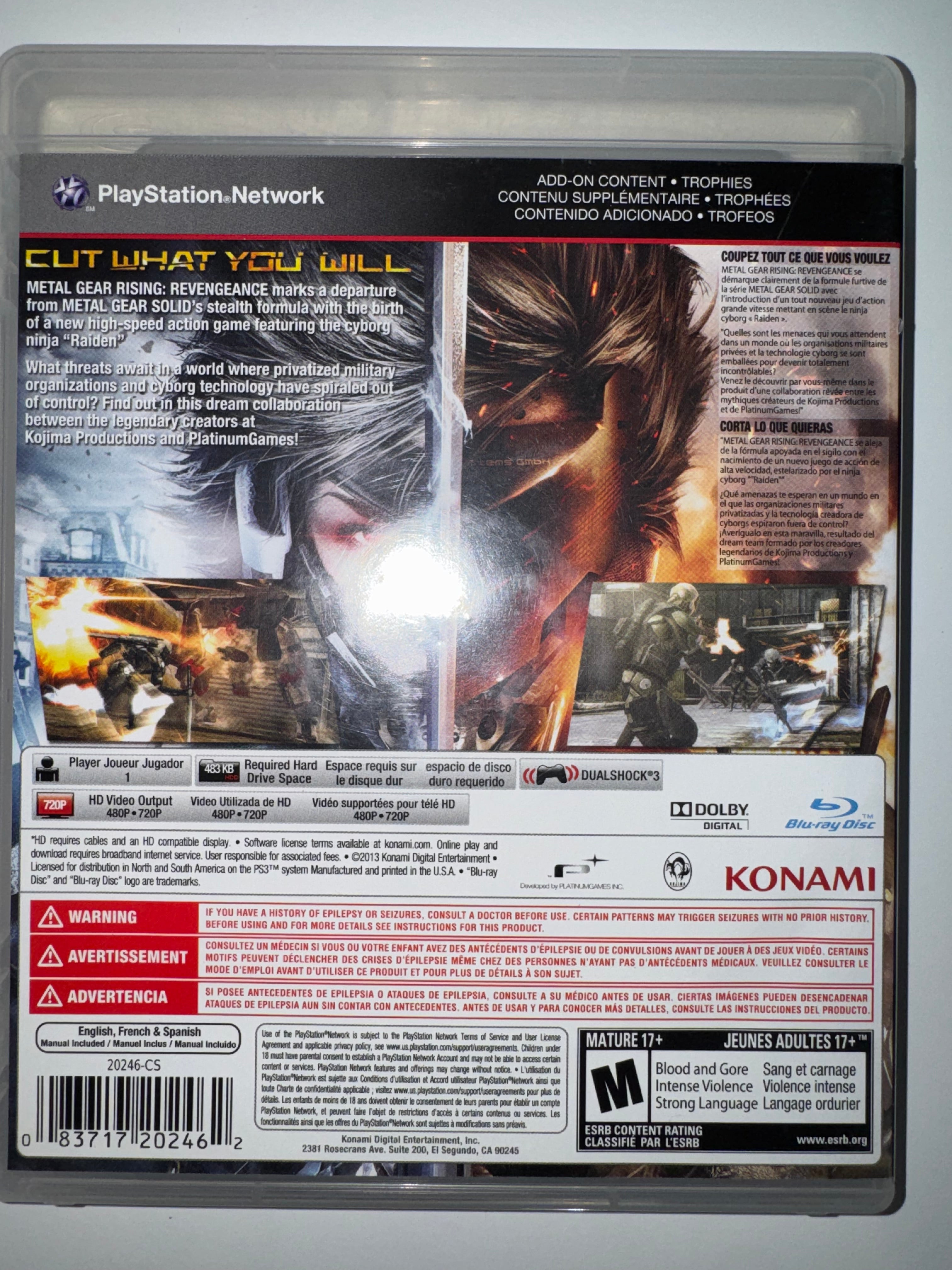 Metal Gear Rising: Revengeance (Sony PlayStation 3, 2013) CIB COMPLETE PS3