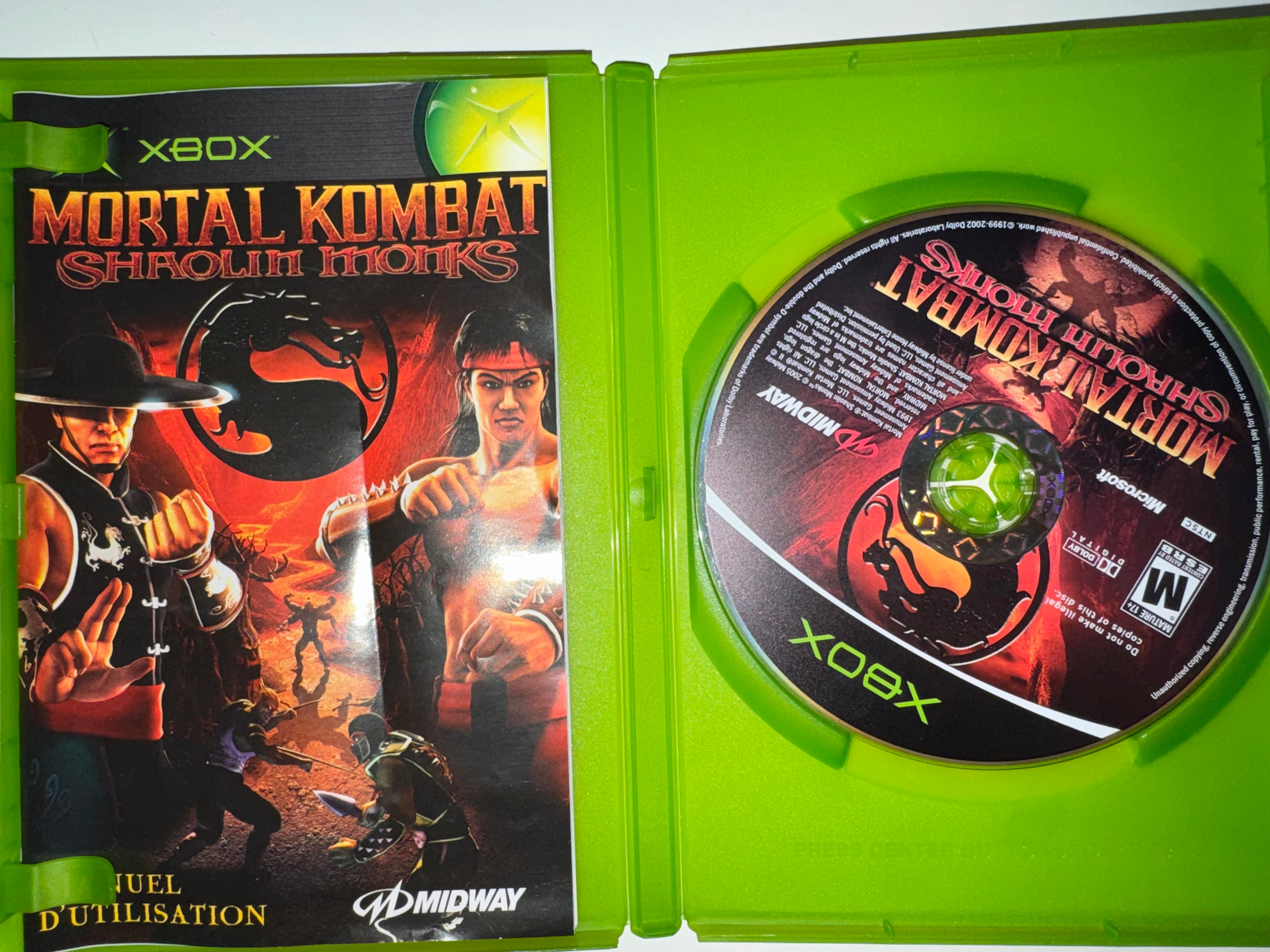 Mortal Kombat Shaolin Monks (Microsoft Xbox) OG XBOX W FRENCH MANUAL ONLY