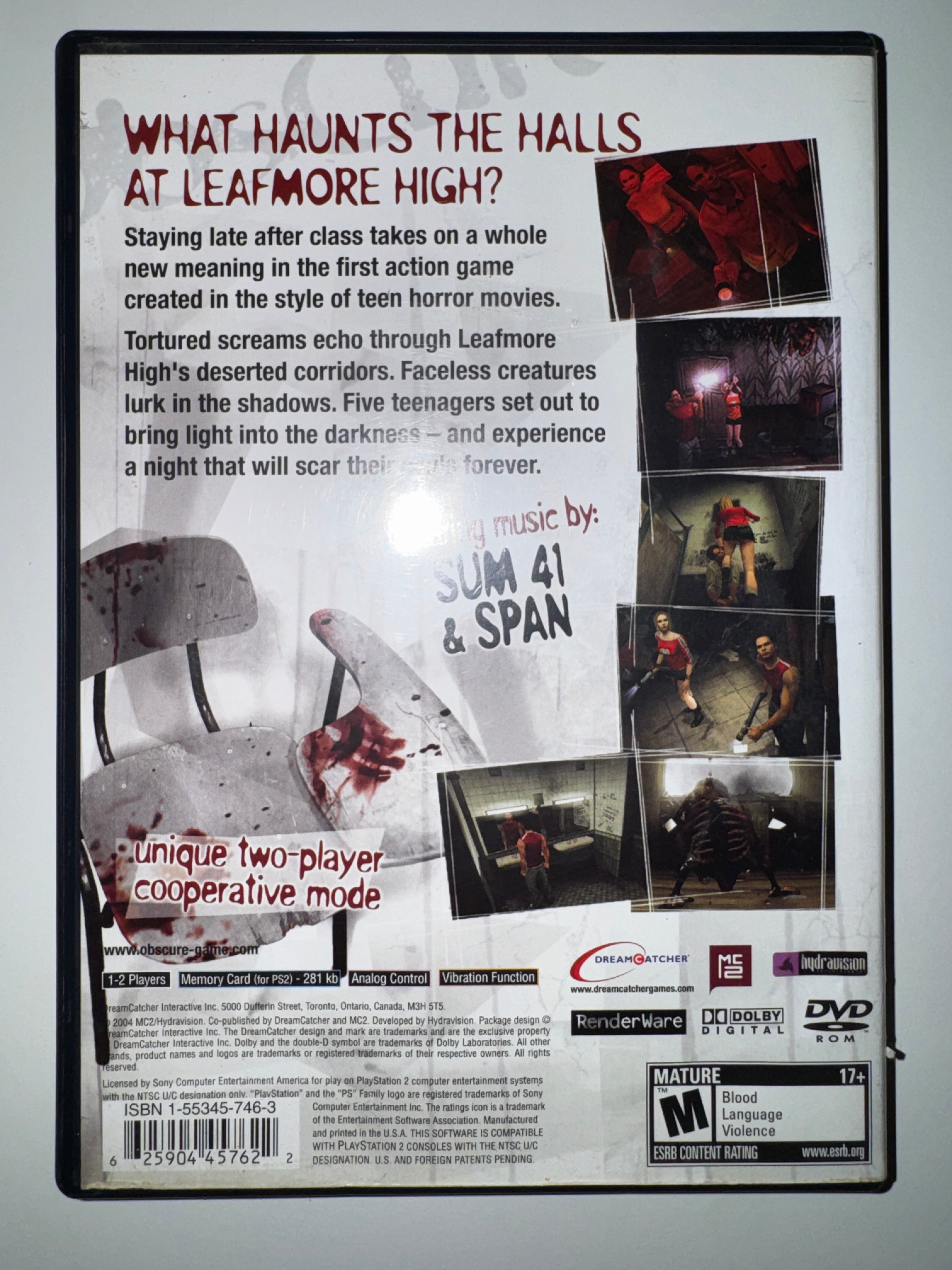 Obscure (Sony PlayStation 2, 2005) CIB COMPLETE PS2