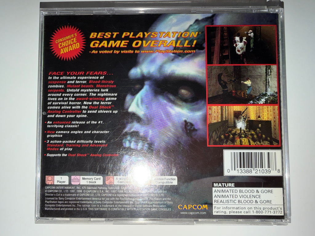 Resident Evil Director's Cut (PlayStation 1, 1998) CIB COMPLETE PS1