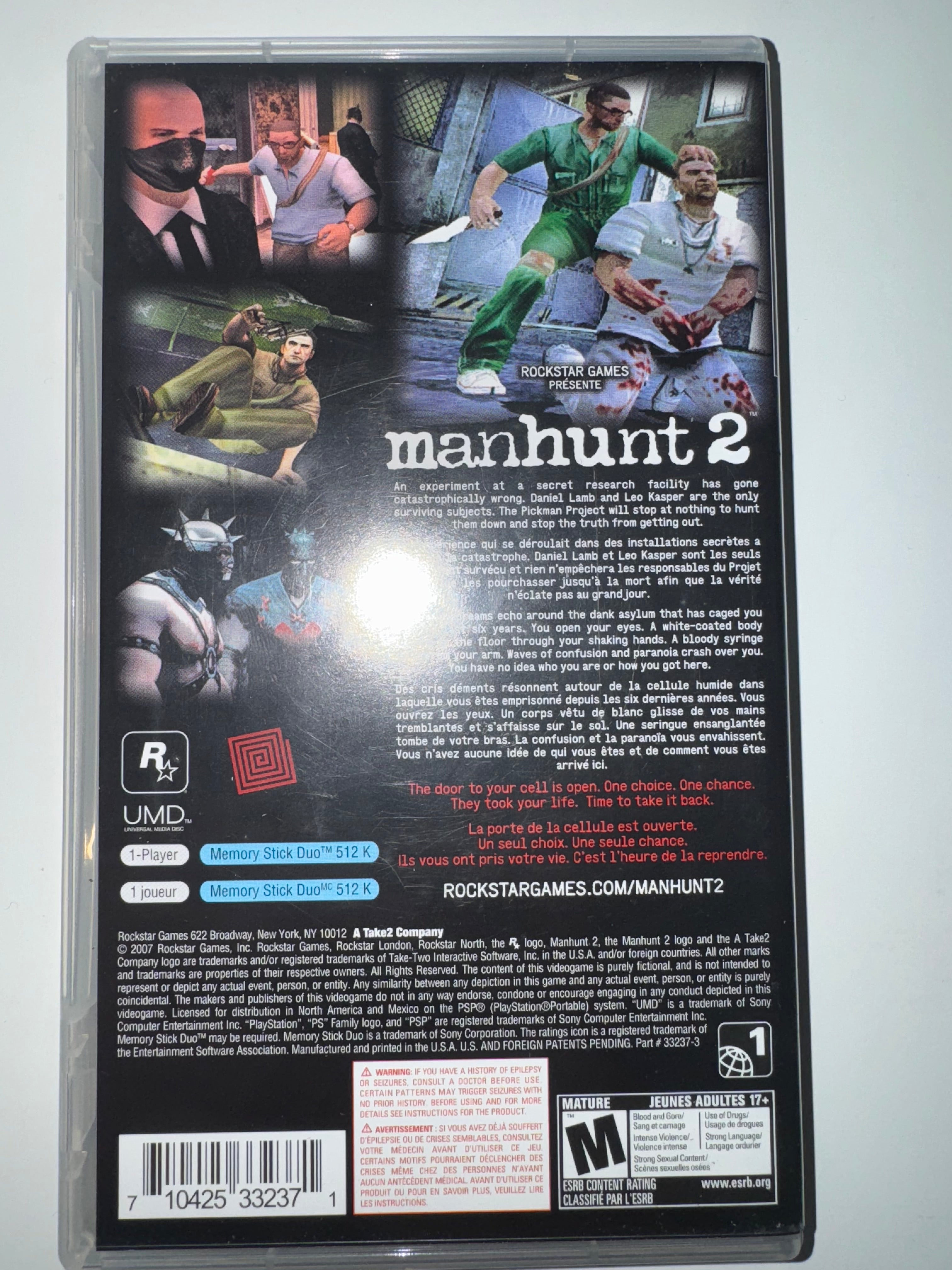 Manhunt 2 (Sony PSP, 2007) CIB COMPLETE PSP