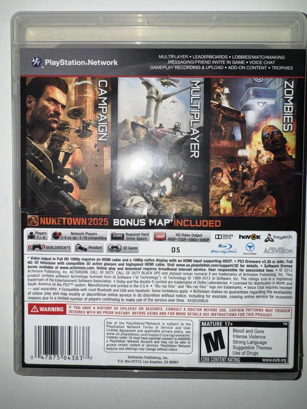 Call of Duty: Black Ops II (Sony PlayStation 3, 2012) CIB COMPLETE + MANUAL