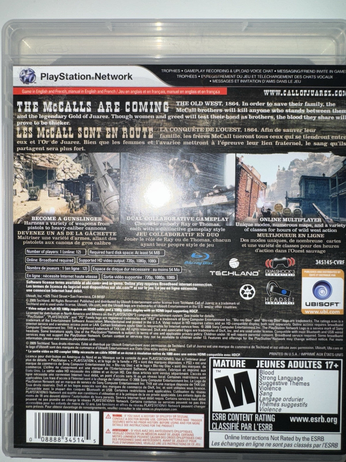 Call of Juarez: Bound in Blood (Sony PlayStation 3, 2009) CIB COMPLETE PS3